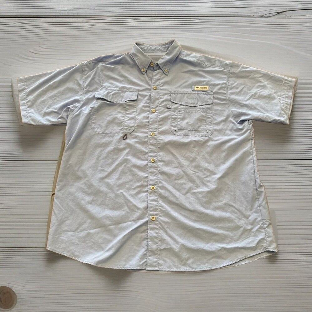 Columbia PFG Shirt Mens Large Pale Blue Button-Down Vented Fishing Outdoor UV